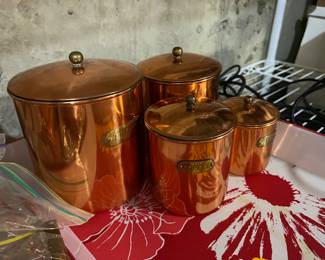 Vintage nesting copper canisters