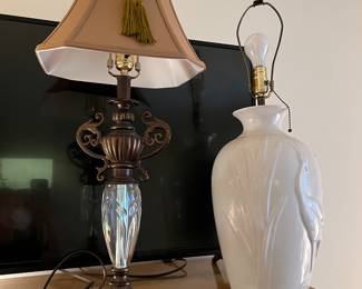 vintage crystal and metal lamp
