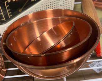 set of 3 copper mixing bowls