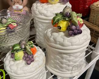 vintage fruit ceramic canisters