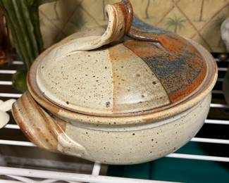 Vintage glazed stoneware serving bowl