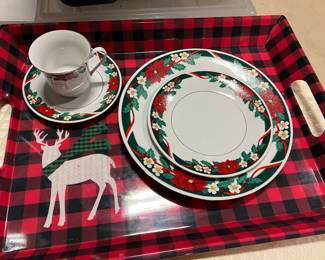 Tienshan Christmas china; service for 12