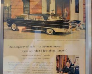 Framed Lincoln Car ad