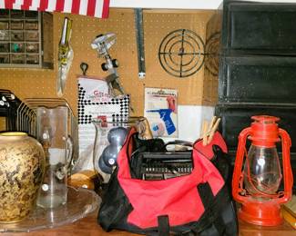 Storage Containers and tubs (many!), old lantern and urns