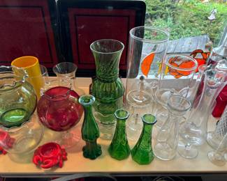 Colorful glass vases