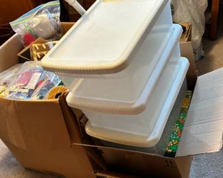 bins and boxes of sewing items