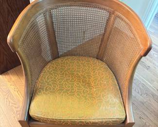 Vintage Cane Back Barrel Chair