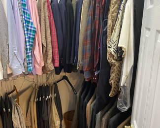 Closet full of Brooks Brothers and Jos. A. Bank clothes.