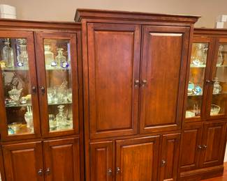 Gigantic wall cabinet full of Baccarat crystal.