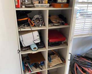 Cabinets full of woodworking tools.