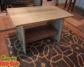 2Tier Solid Oak Coffee Table, Vintage, Heavy Duty