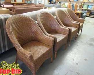 4 Bamboo Rattan Wicker Chairs, Great Condition