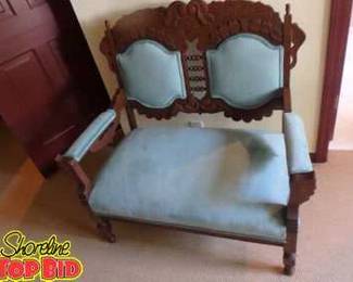 Antique Hand Carved Settee Excellent Condition