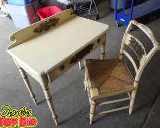 Blonde Hitchcock Desk with Chair