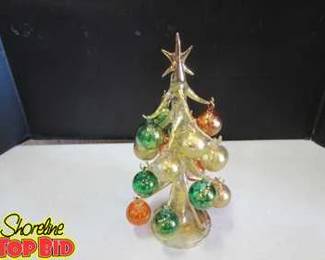 Hand Blown Glass Tree with Glass Ornaments Some are missing See Pics Very Cool Item