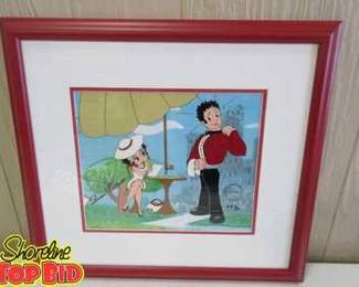 Hand Painted on Clear Celluloid Red Framed Betty Boop Spicy Dish Limited Edition Signed