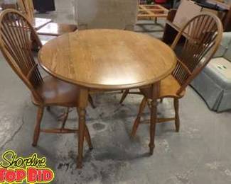 Solid Oak Table Set 2 Chairs, Made in Canada