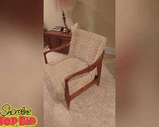 Very Rare Mid Century Vintage Designer Teak and Fabric Chair Absolutely Beautiful
