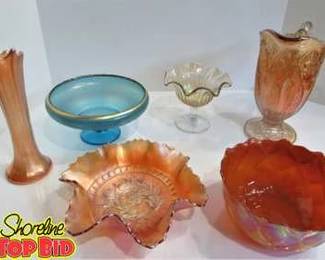 Vintage 6 Carnival Glass Lot