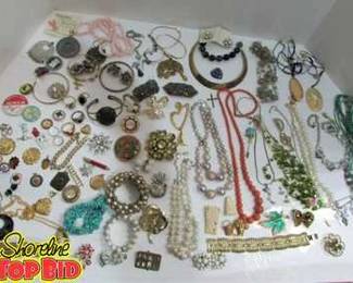 Vintage Large Lot Jewelry, Sterling, Rhinestone, Necklaces, Rings, Braclets
