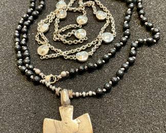 Sterling/Coin Necklace and Sterling Robert Lee Morris Necklace 