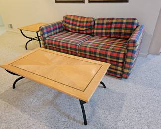 Red & blue plaid loveseat