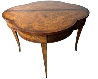 Antique Quatrefoil Table w/ Burlwood Top