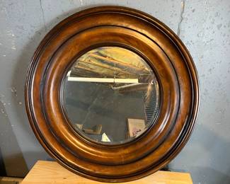 Circular Pottery Barn Wooden Wall Mirror