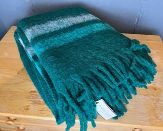 Amicale Alpaca, Wool, Mohair Blend Throw Blanket In Green - Retail $150