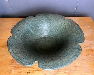 Studio Pottery Green Flower Form Bowl