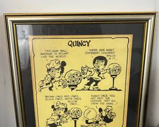 Ted Shearer & Framed Signed "Quincy" Comic Strip