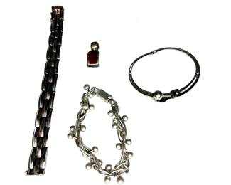 Grouping Of Silver Bracelets & Pendant, Most Marked 925