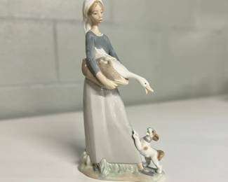 Lladro Girl with Goose and Dog Figurine #4866