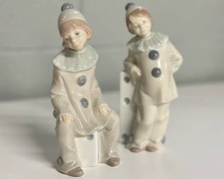 Pair of Children Clown Figurines: Girl with Domino #1175 & Girl Clown on Dice #1176