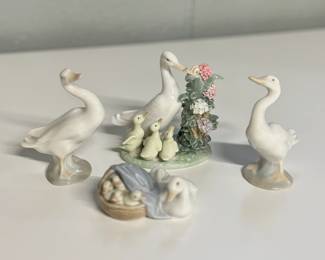 Four Lladro Geese Figurines