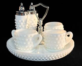 Fenton Milk Glass Hobnail Ring of Fire + More Tableware