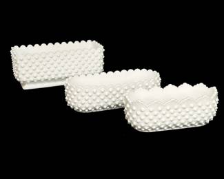 Fenton Hobnail Milk Glass Rectangular Planters