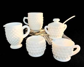 Fenton Opalescent Milk Glass "Ring of Fire" Tableware