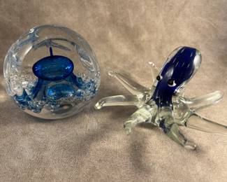 Blown glass jellyfish and octopus