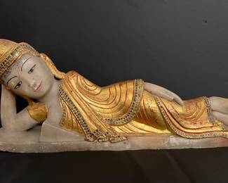 Large reclining stone sculpture from India