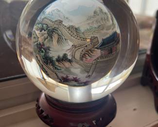 Glass ball with painted scene