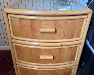 Bamboo dresser with glass top