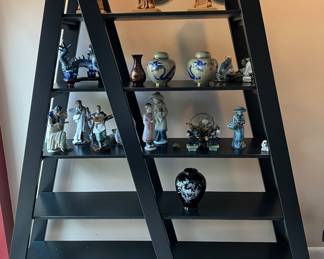 Black ladder shelves