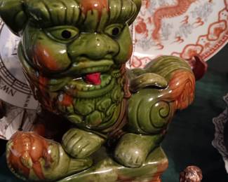 Large ceramic foo dog statues