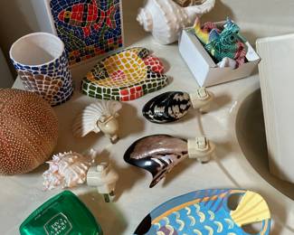seashell, fish, coral bathroom accessories 