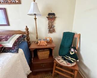 vintage end table, chair