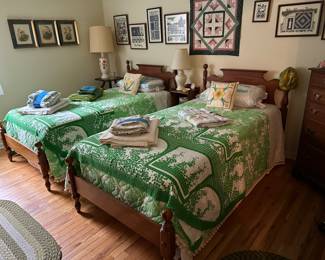 Two vintage twin beds