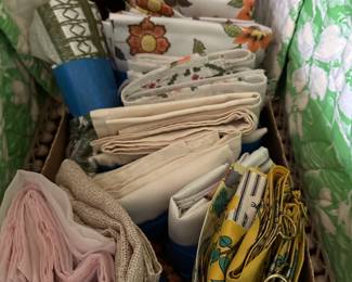 vintage curtains, linens