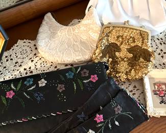 vintage purses, gloves