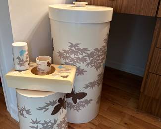 vintage Aquetta laundry basket / waste can set